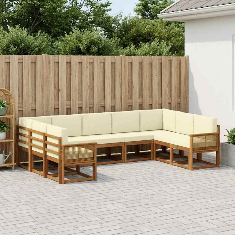 Set de canapele de exterior 9 buc. Natural și Crem