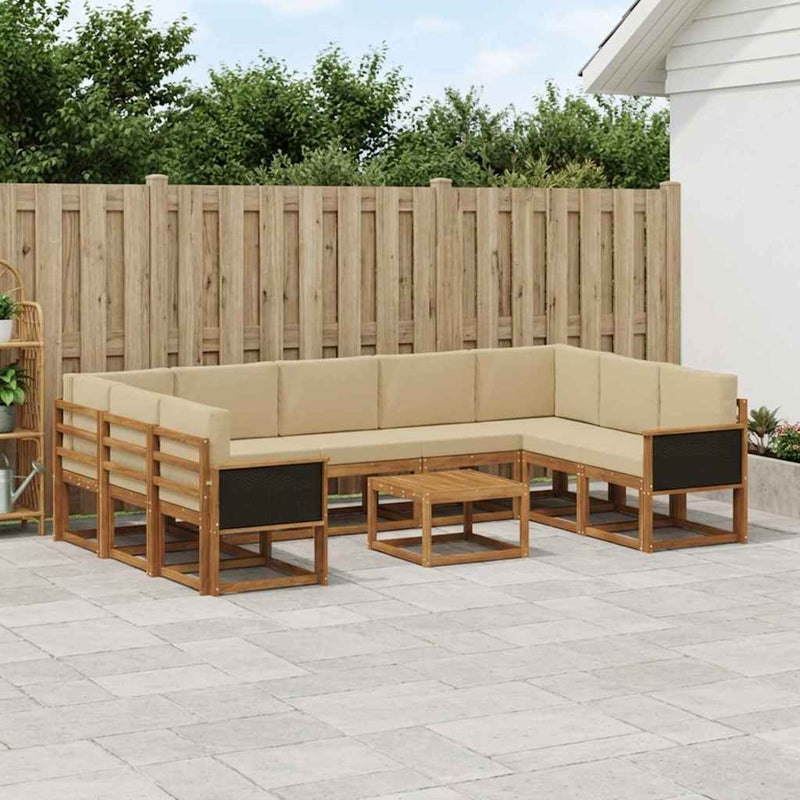 Set de canapele de exterior 10 buc. Natural și Bej