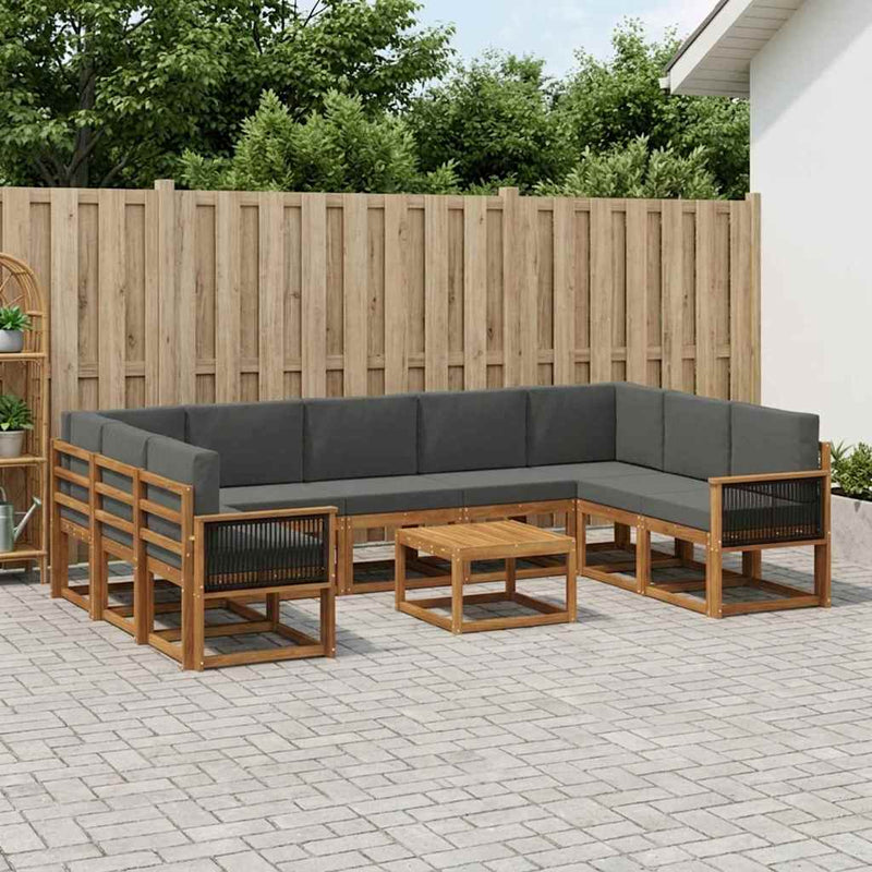 Set de canapele de exterior 10 buc. Natural și Antracit