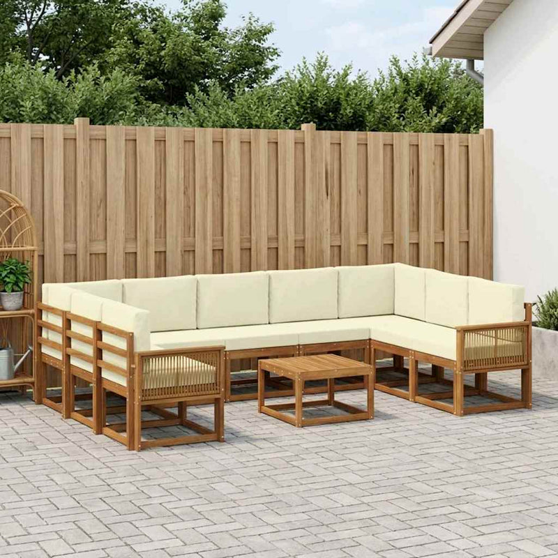 Set de canapele de exterior 10 buc. Natural și Crem