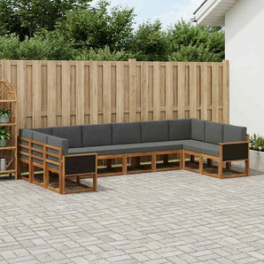 Set de canapele de exterior 10 buc. Natural și Antracit