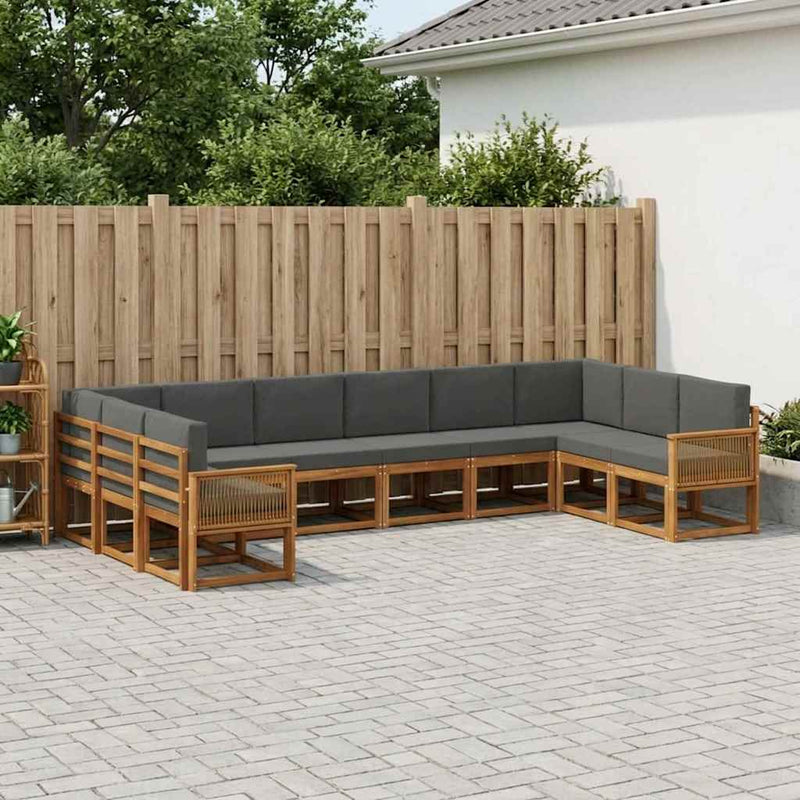 Set de canapele de exterior 10 buc. Natural și Antracit