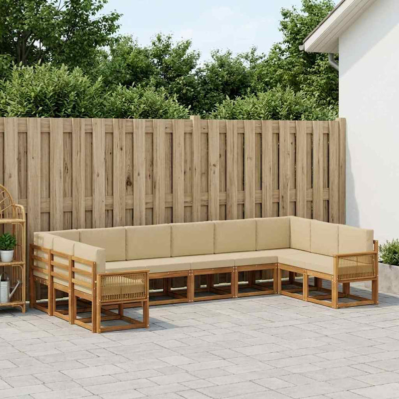 Set de canapele de exterior 10 buc. Natural și Bej