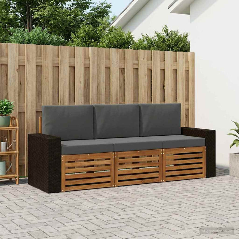 Seturi de canapele 3 buc. Lemn Solid de Acacia
