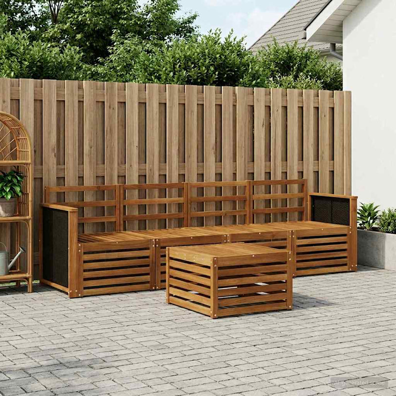 Set de canapele de exterior 5 buc. natural Lemn Solid de Acacia