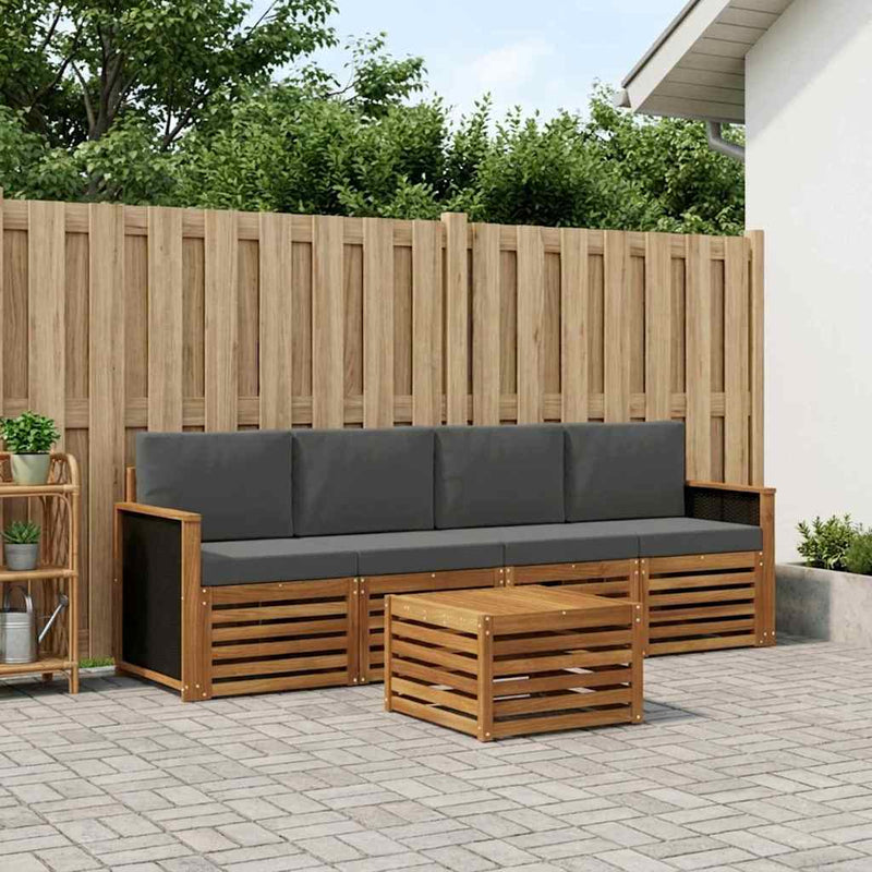 Set de canapele de exterior 5 buc. Natural și Antracit