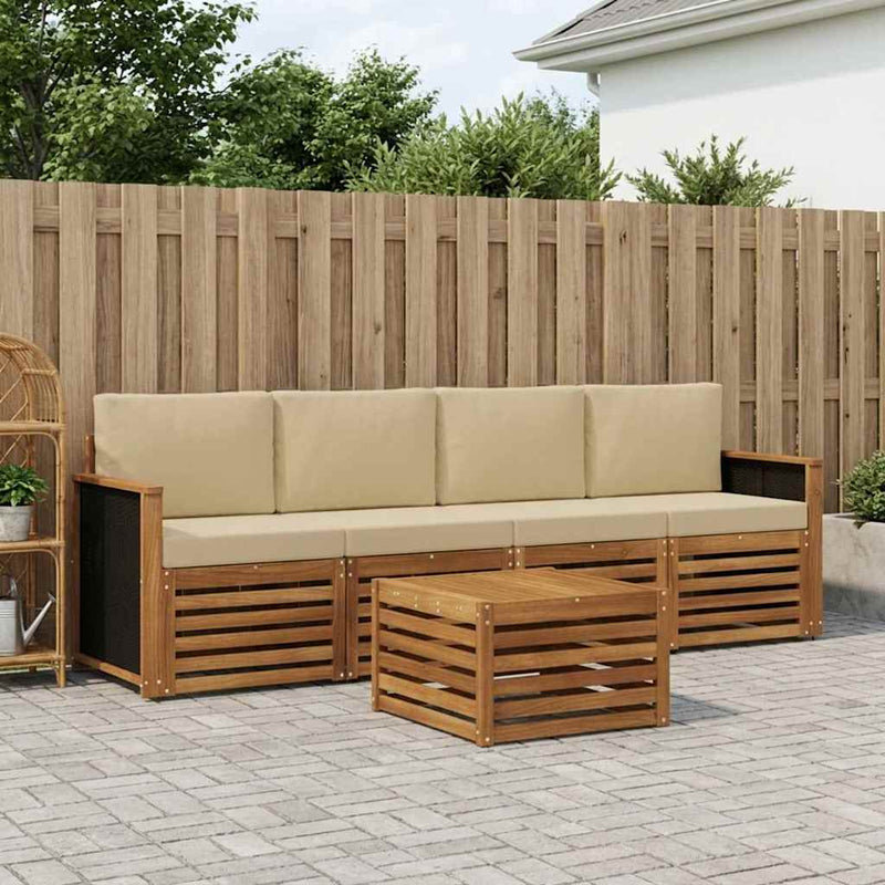 Set de canapele de exterior 5 buc. Natural și Bej