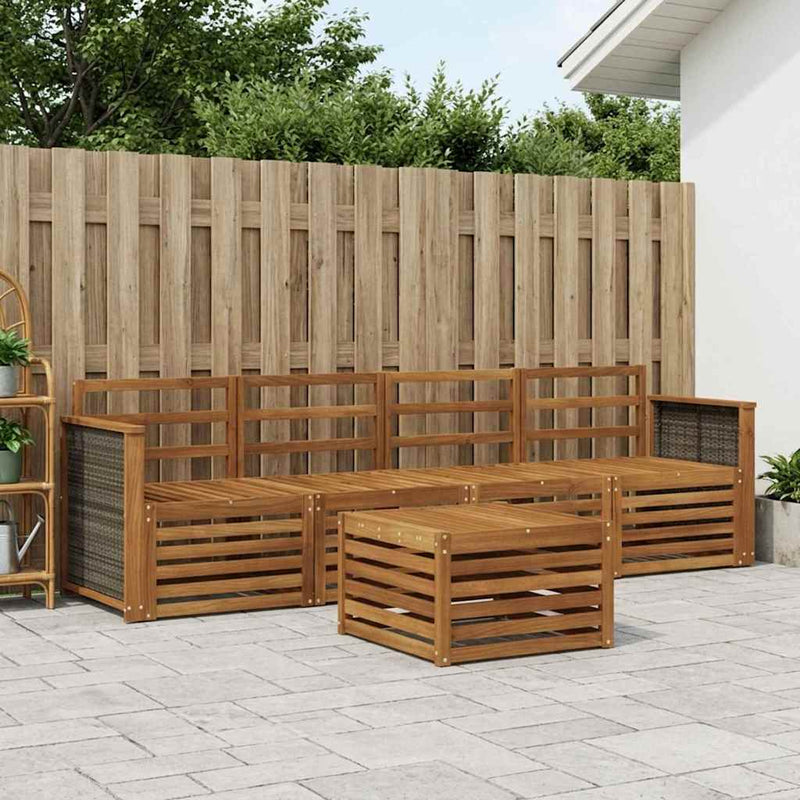 Set de canapele de exterior 5 buc. natural Lemn Solid de Acacia