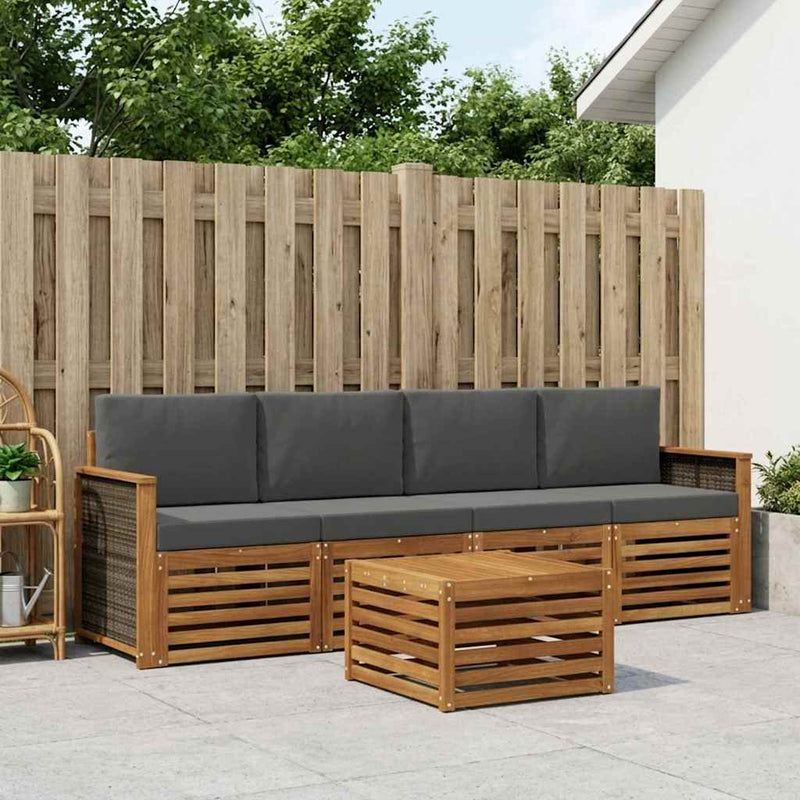 Set de canapele de exterior 5 buc. Natural și Antracit
