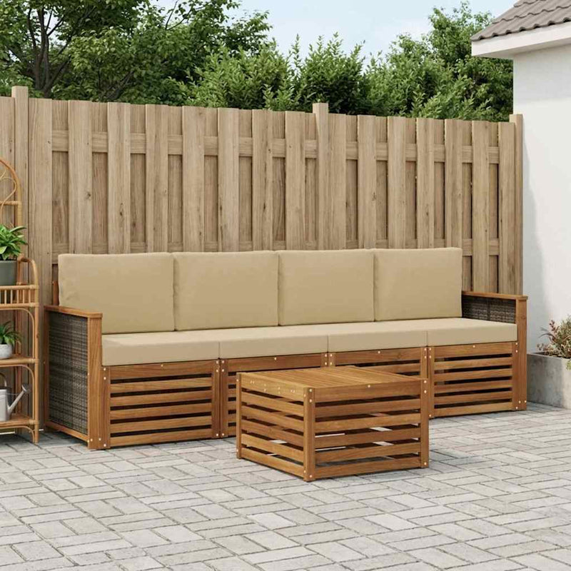 Set de canapele de exterior 5 buc. Natural și Bej