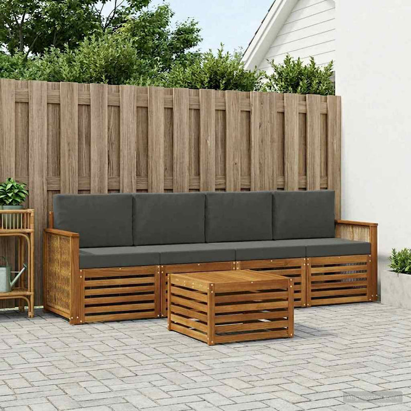 Set de canapele de exterior 5 buc. Natural și Antracit