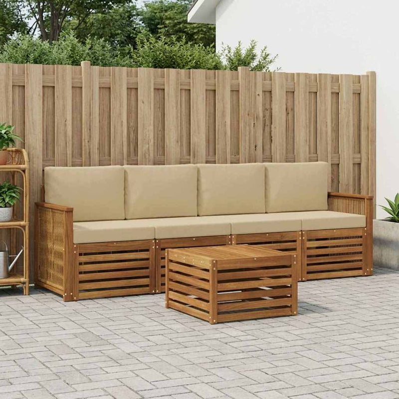 Set de canapele de exterior 5 buc. Natural și Bej