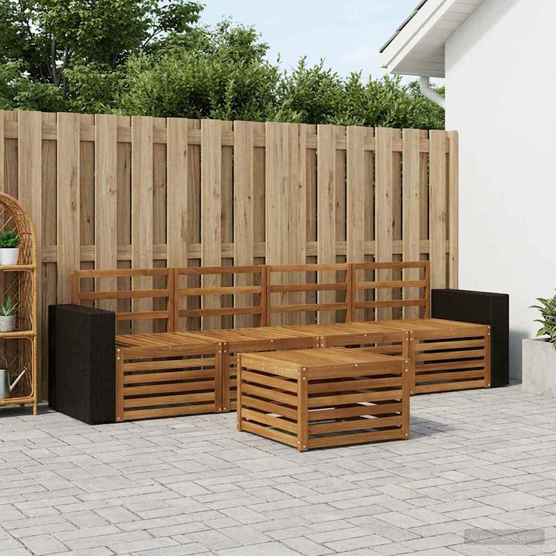 Set de canapele de exterior 5 buc. natural Lemn Solid de Acacia