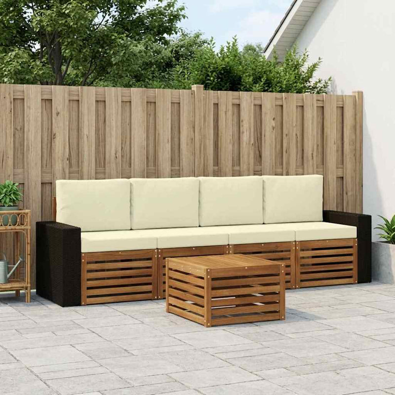 Set de canapele de exterior 5 buc. Natural și Crem