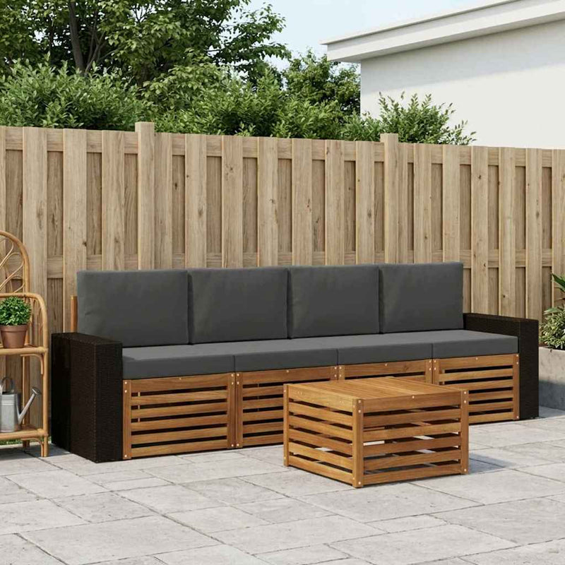 Set de canapele de exterior 5 buc. Natural și Antracit