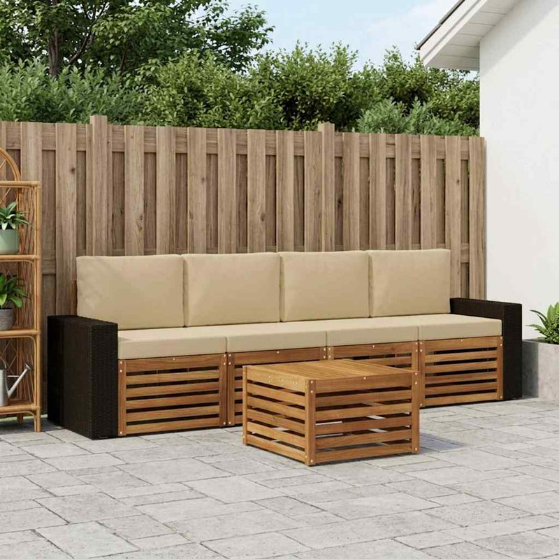 Set de canapele de exterior 5 buc. Natural și Bej