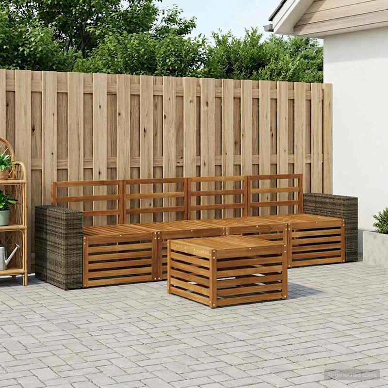 Set de canapele de exterior 5 buc. natural Lemn Solid de Acacia