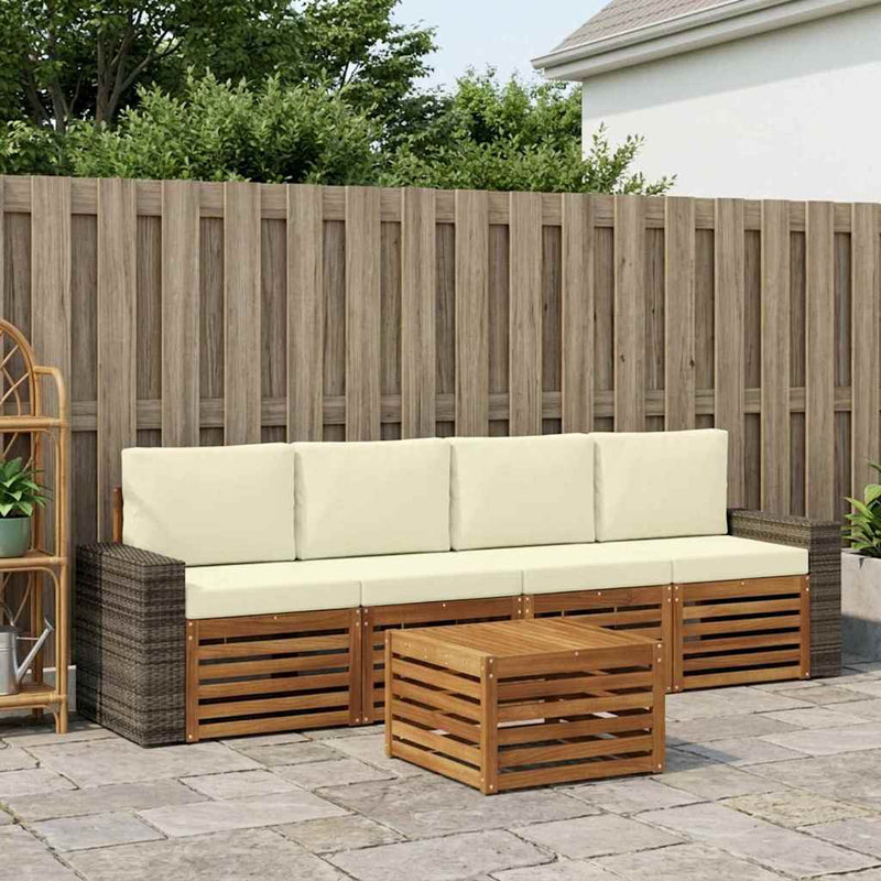 Set de canapele de exterior 5 buc. Natural și Crem