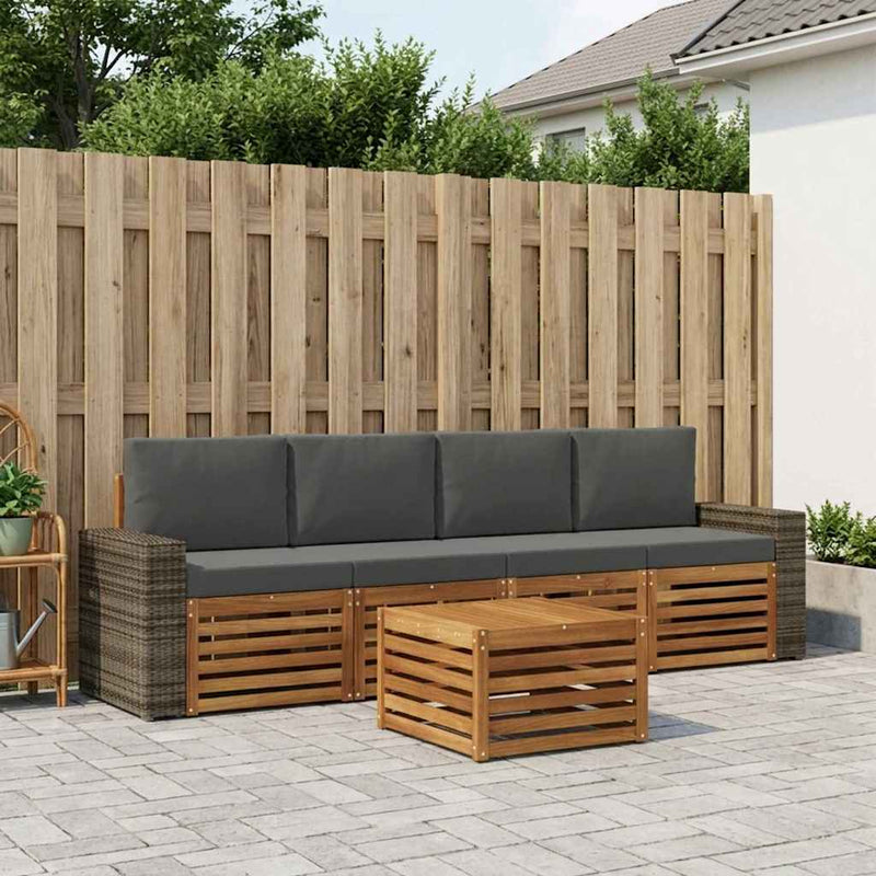 Set de canapele de exterior 5 buc. Natural și Antracit