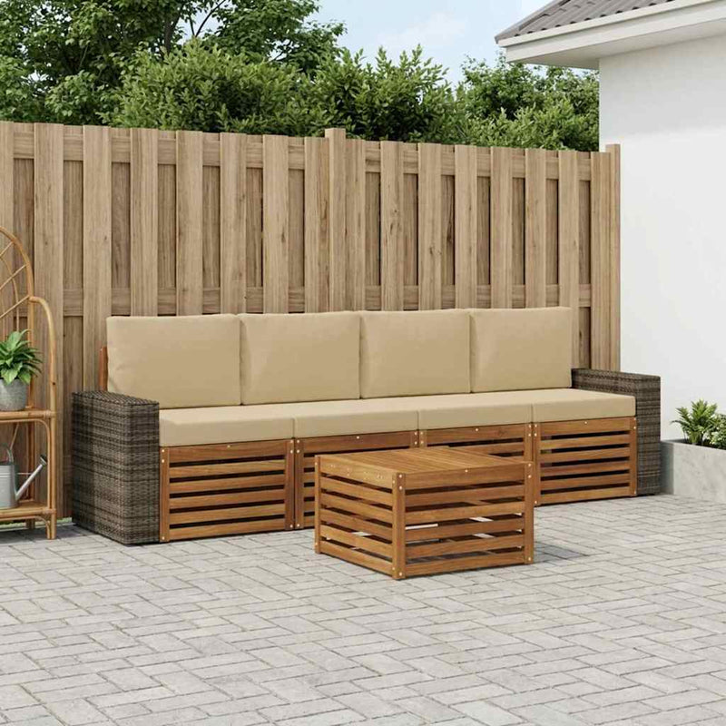 Set de canapele de exterior 5 buc. Natural și Bej