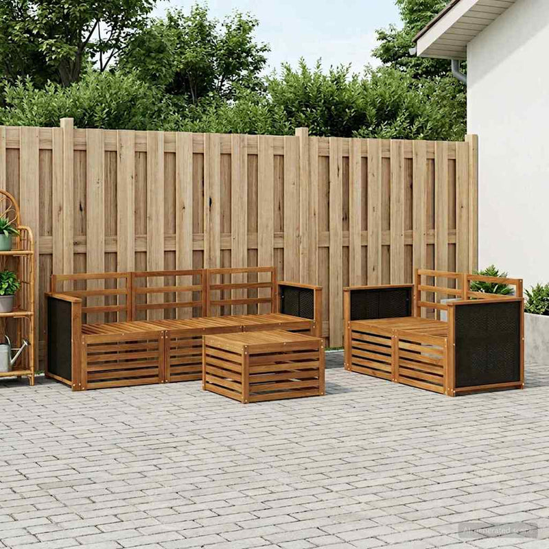 Set de canapele de exterior 6 buc. natural Lemn Solid de Acacia