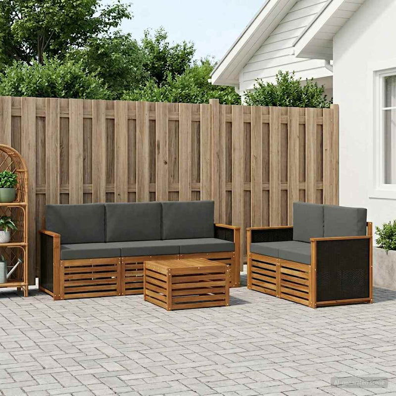 Set de canapele de exterior 6 buc. Natural și Antracit