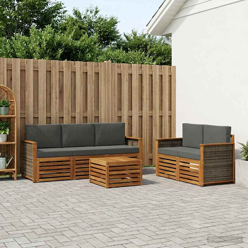Set de canapele de exterior 6 buc. Natural și Antracit