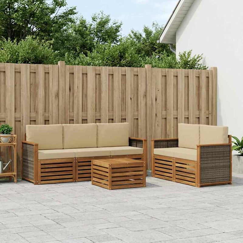 Set de canapele de exterior 6 buc. Natural și Bej