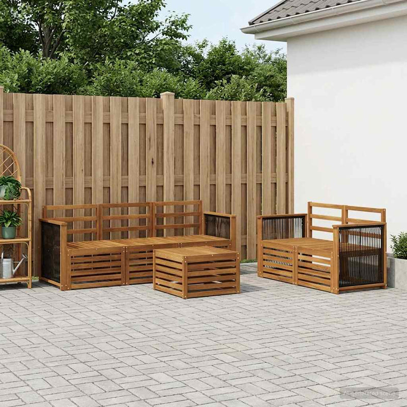 Set de canapele de exterior 6 buc. natural Lemn Solid de Acacia