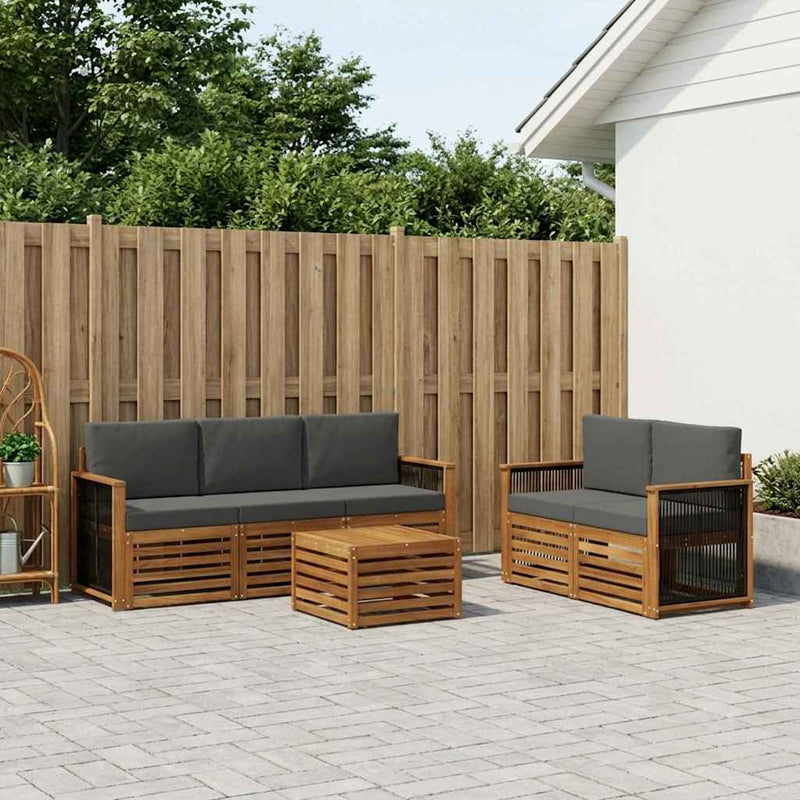 Set de canapele de exterior 6 buc. Natural și Antracit