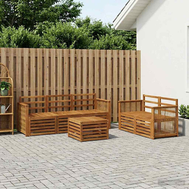 Set de canapele de exterior 6 buc. natural Lemn Solid de Acacia
