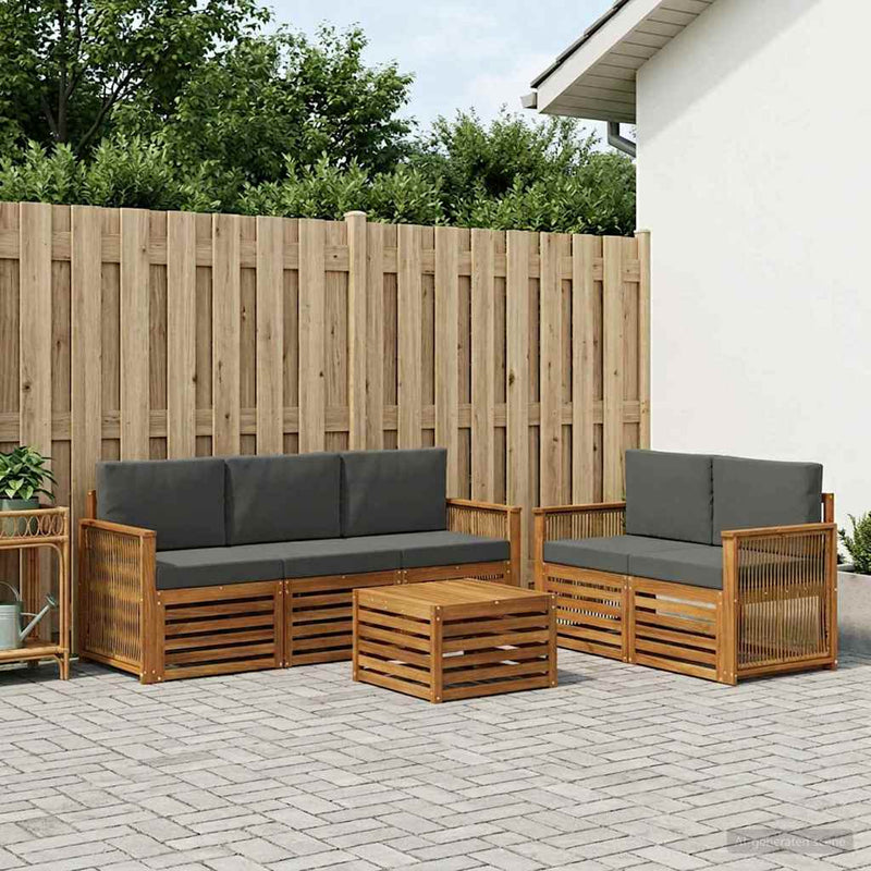 Set de canapele de exterior 6 buc. Natural și Antracit