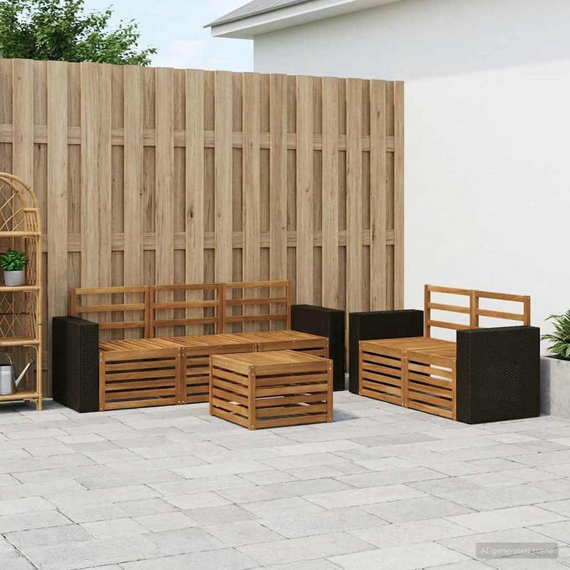 Set de canapele de exterior 6 buc. natural Lemn Solid de Acacia