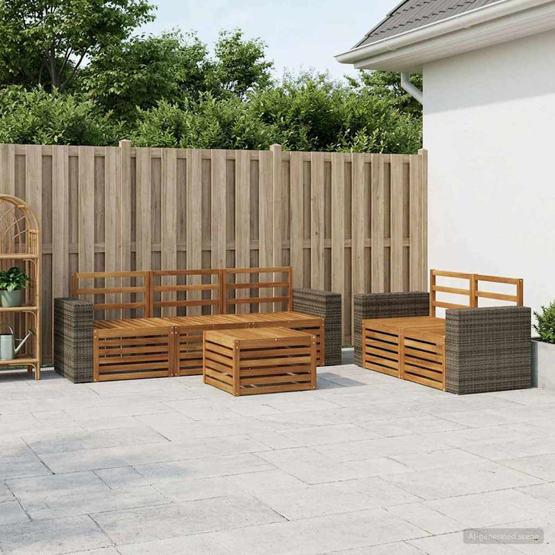 Set de canapele de exterior 6 buc. natural Lemn Solid de Acacia