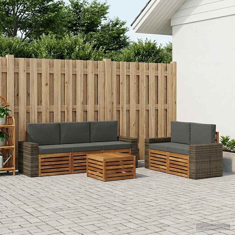 Set de canapele de exterior 6 buc. Natural și Antracit