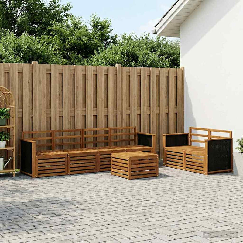 Set de canapele de exterior 7 buc. natural Lemn Solid de Acacia