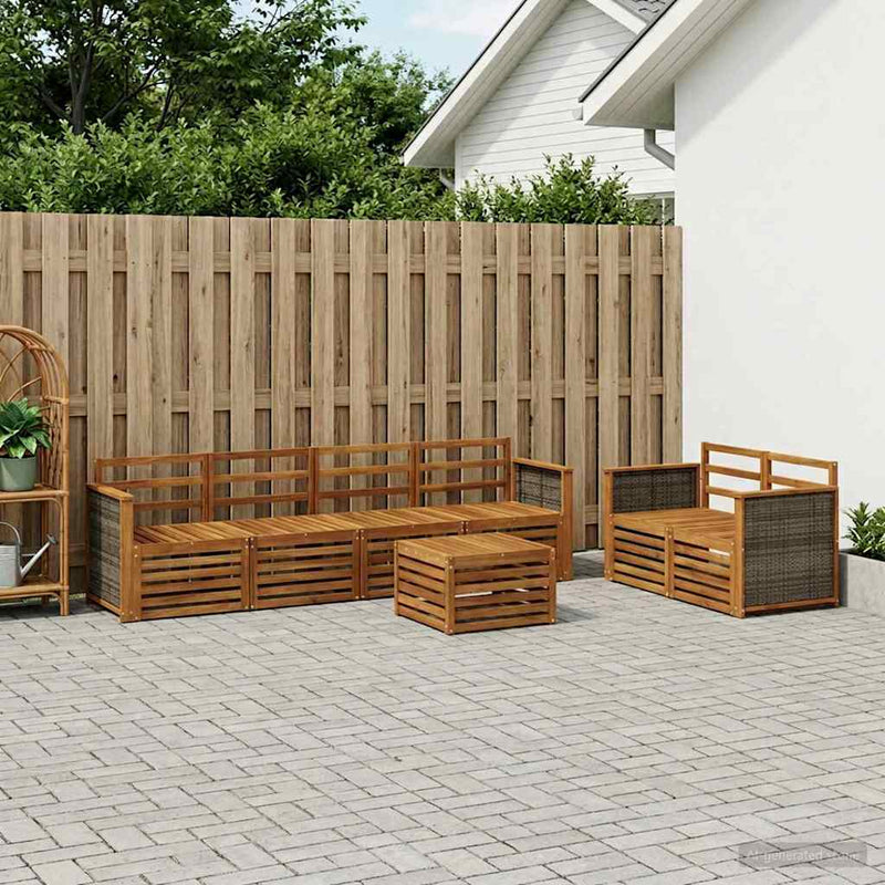 Set de canapele de exterior 7 buc. natural Lemn Solid de Acacia