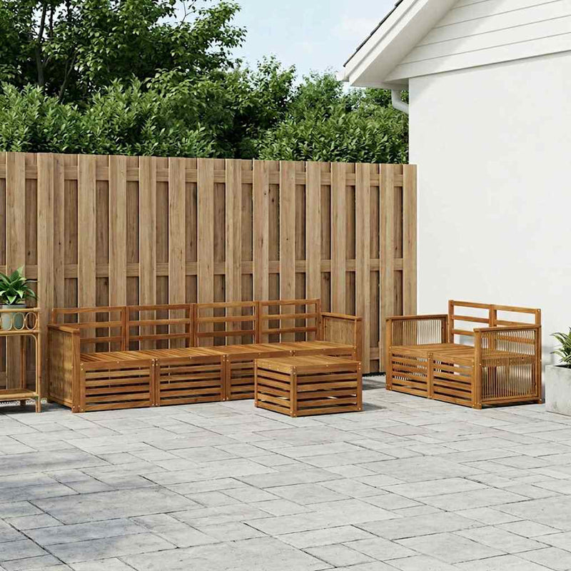 Set de canapele de exterior 7 buc. natural Lemn Solid de Acacia