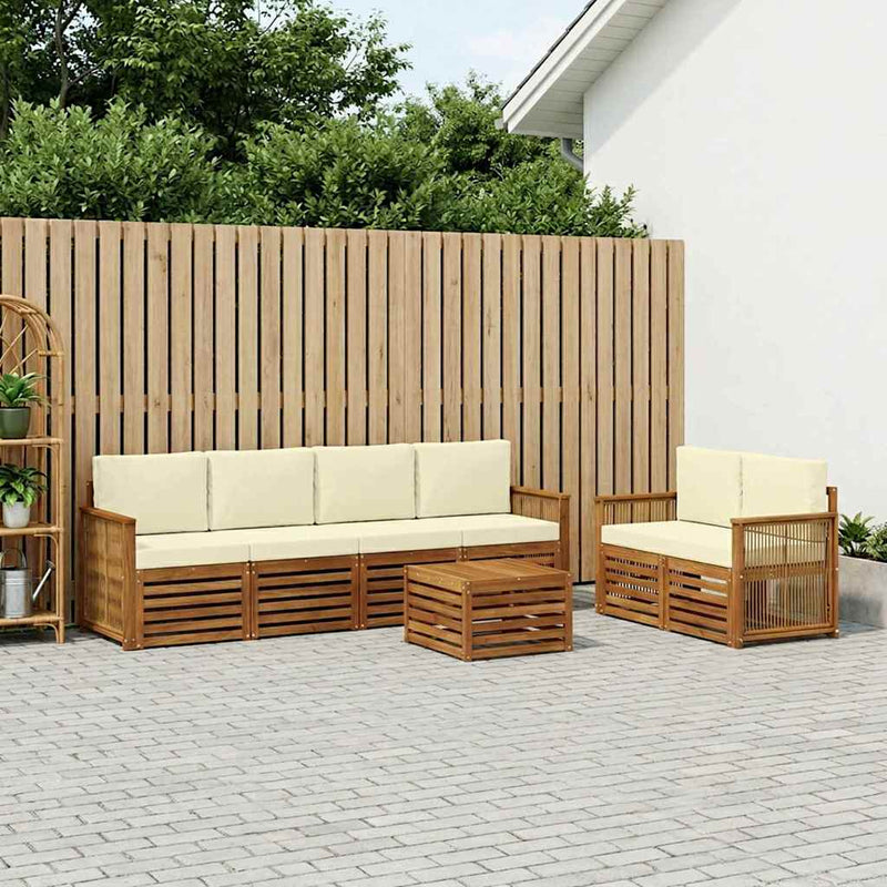 Set de canapele de exterior 7 buc. Natural și Crem