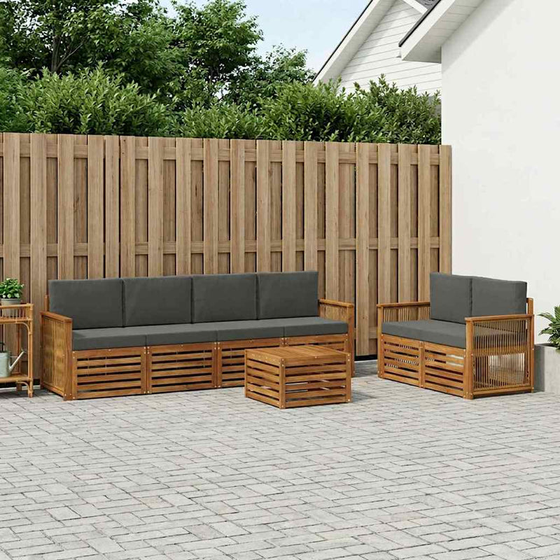 Set de canapele de exterior 7 buc. Natural și Antracit
