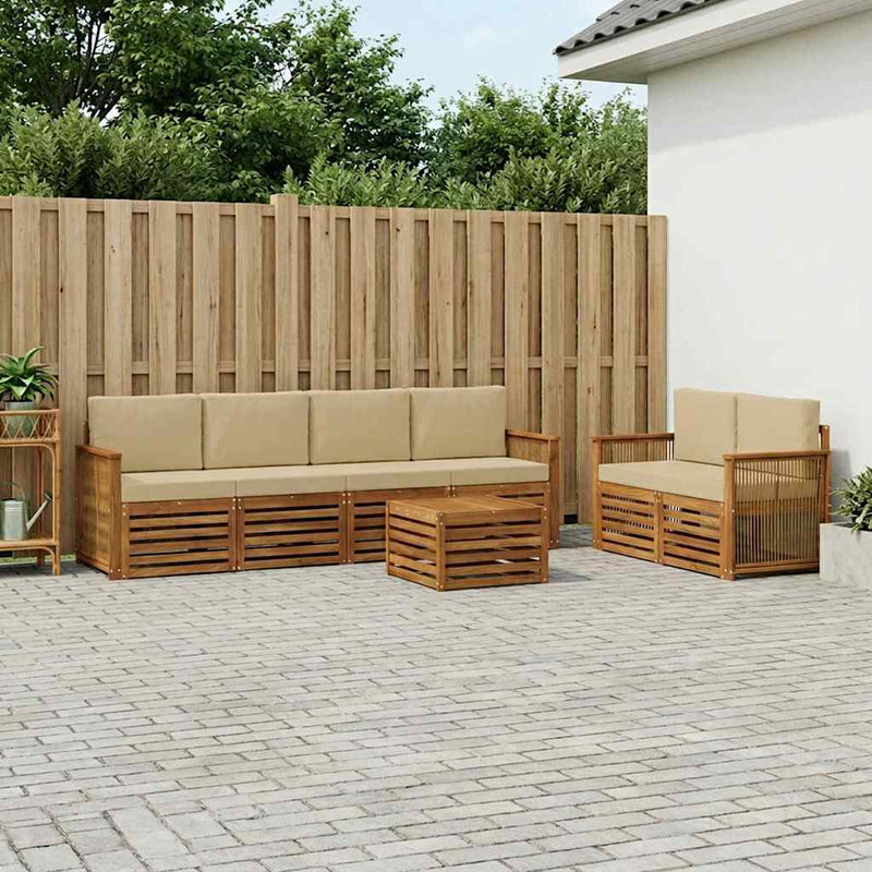 Set de canapele de exterior 7 buc. Natural și Bej