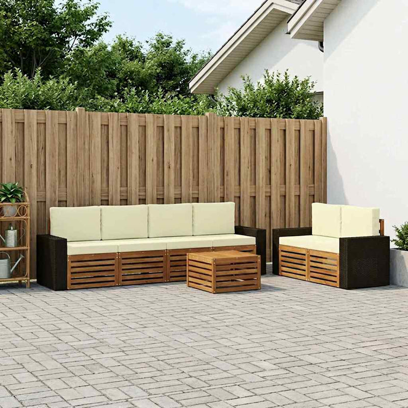 Set de canapele de exterior 7 buc. Natural și Crem
