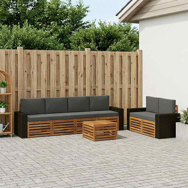 Set de canapele de exterior 7 buc. Natural și Antracit