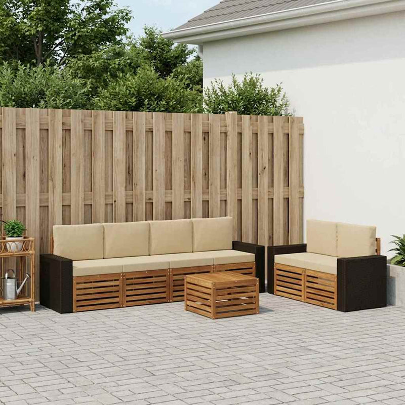 Set de canapele de exterior 7 buc. Natural și Bej