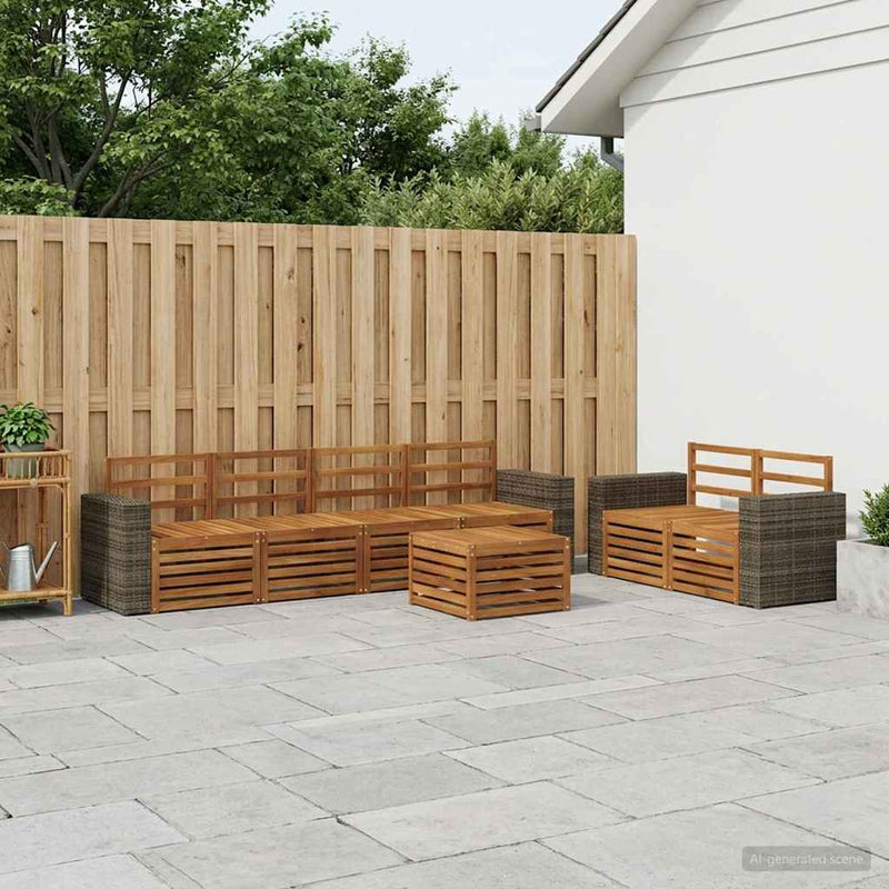 Set de canapele de exterior 7 buc. natural Lemn Solid de Acacia