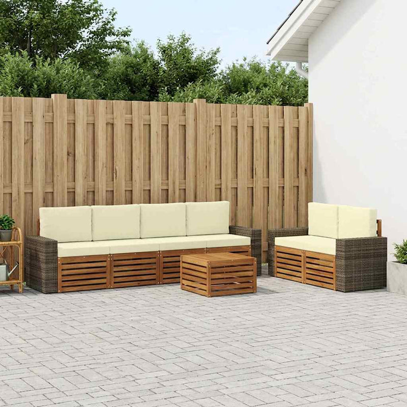 Set de canapele de exterior 7 buc. Natural și Crem