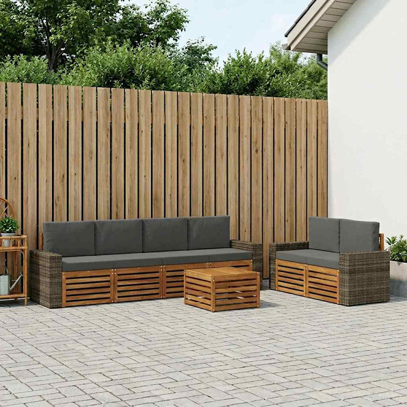 Set de canapele de exterior 7 buc. Natural și Antracit