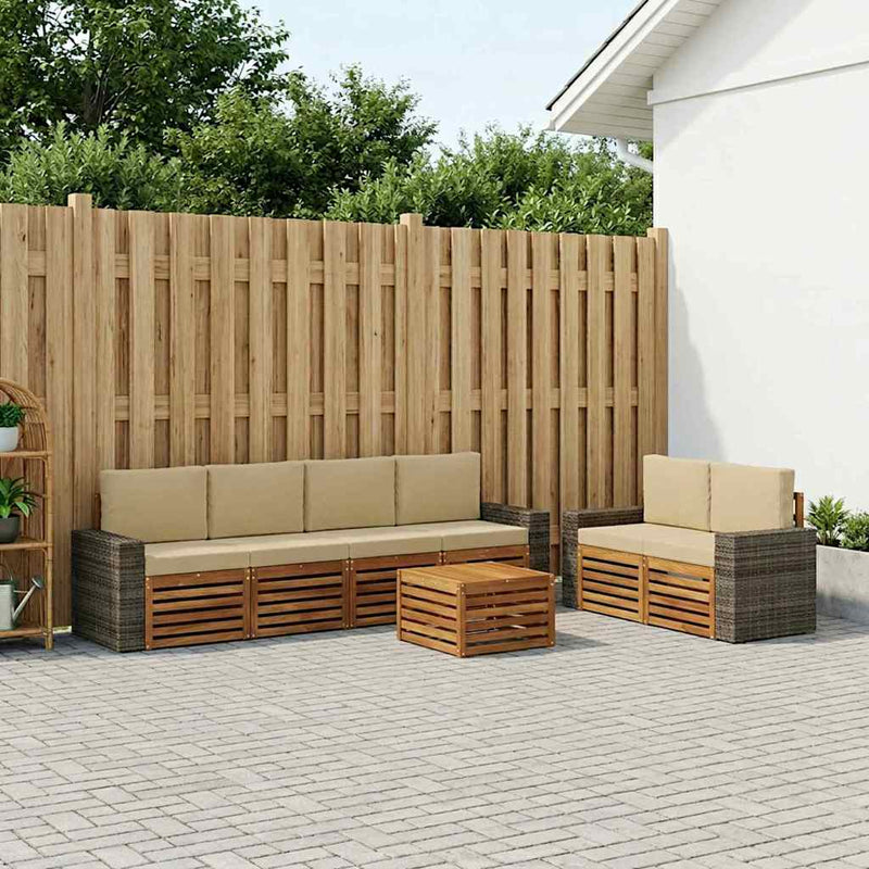 Set de canapele de exterior 7 buc. Natural și Bej