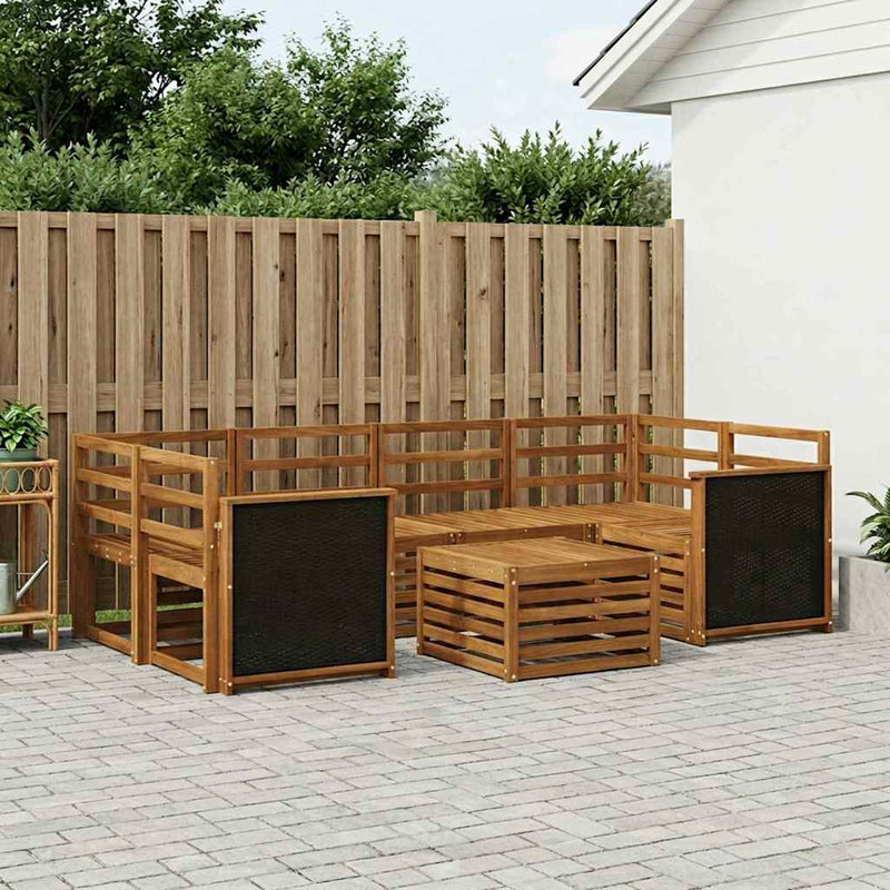 Set de canapele de exterior 7 buc. natural Lemn Solid de Acacia