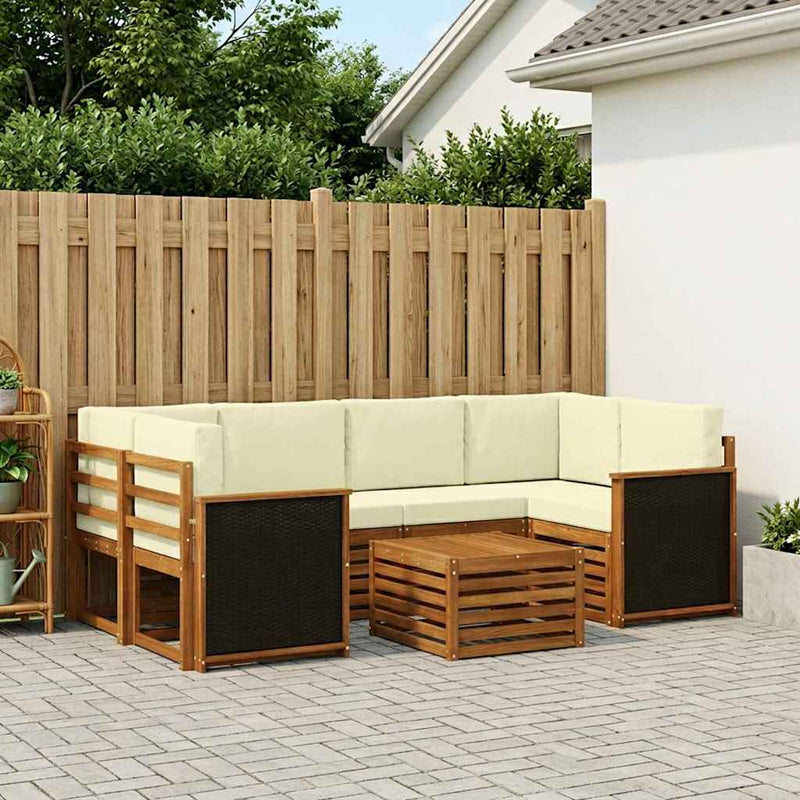 Set de canapele de exterior 7 buc. Natural și Crem